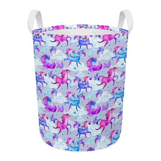 Unicorn Paradise Pattern Print Round Laundry Basket