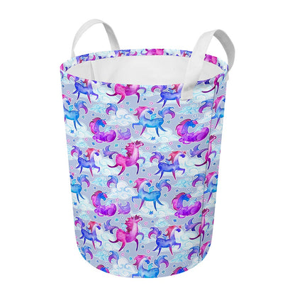 Unicorn Paradise Pattern Print Round Laundry Basket