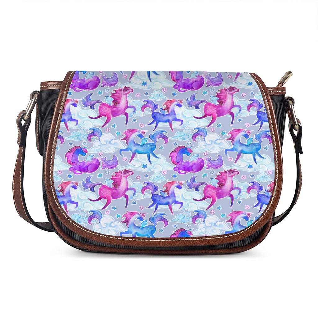 Unicorn Paradise Pattern Print Saddle Bag