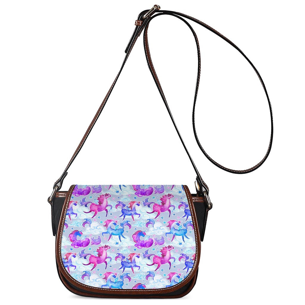 Unicorn Paradise Pattern Print Saddle Bag