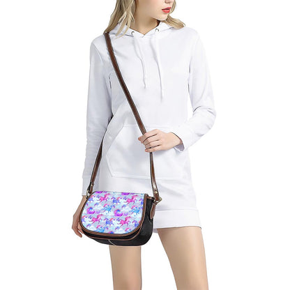 Unicorn Paradise Pattern Print Saddle Bag