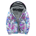 Unicorn Paradise Pattern Print Sherpa Lined Zip Up Hoodie