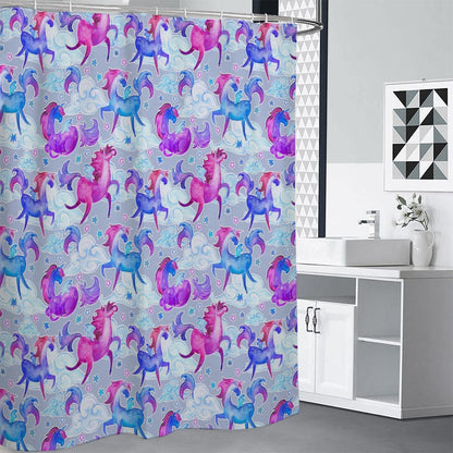 Unicorn Paradise Pattern Print Shower Curtain