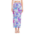 Unicorn Paradise Pattern Print Side Slit Maxi Skirt