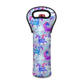 Unicorn Paradise Pattern Print Single Neoprene Wine Tote