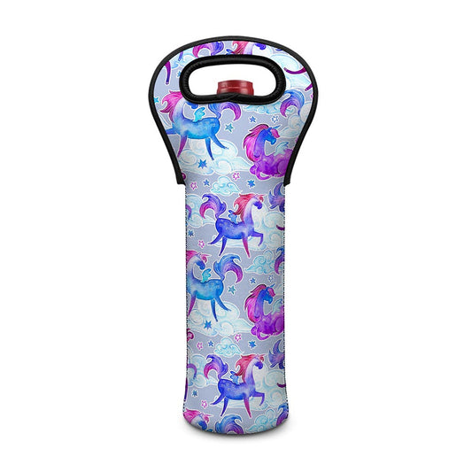Unicorn Paradise Pattern Print Single Neoprene Wine Tote