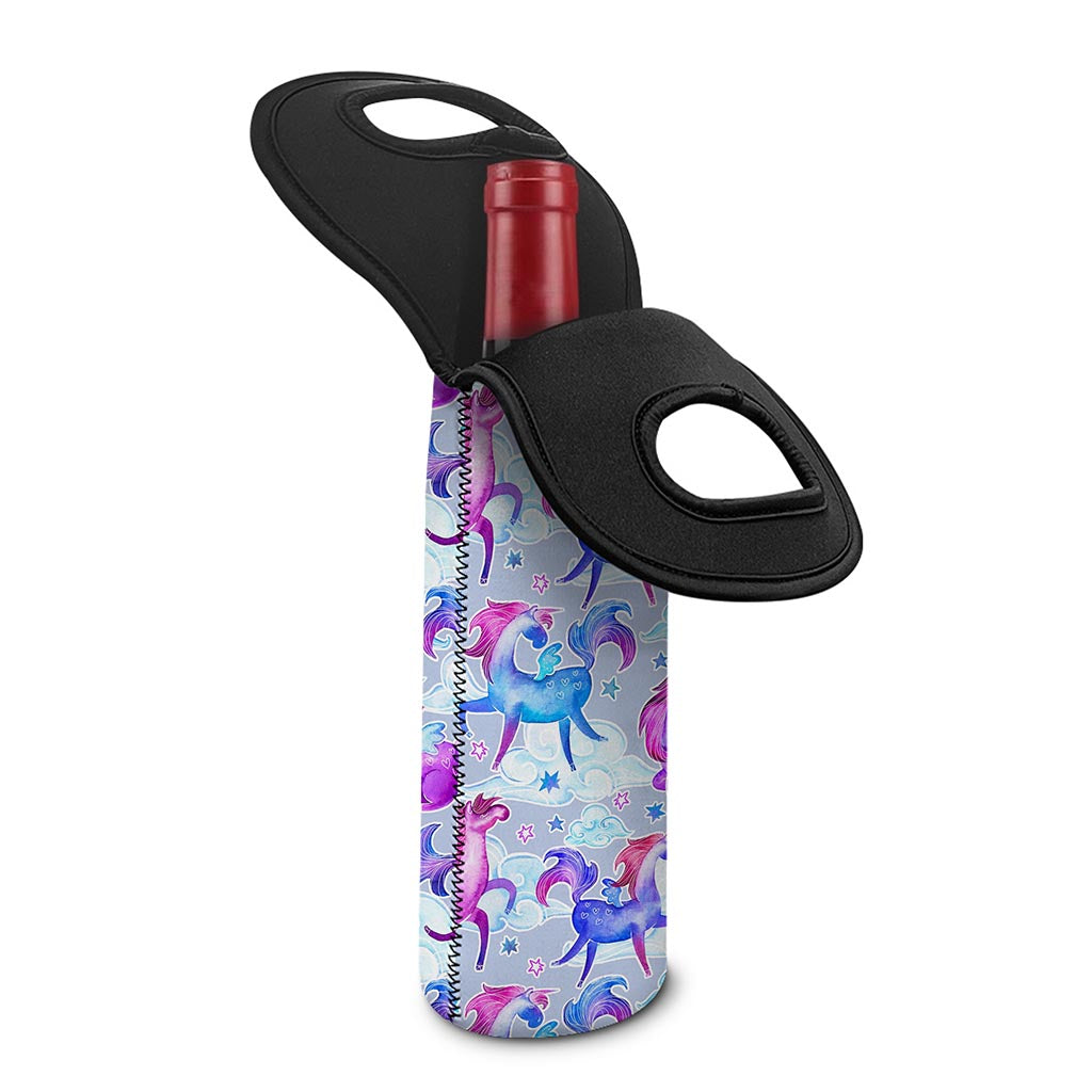 Unicorn Paradise Pattern Print Single Neoprene Wine Tote