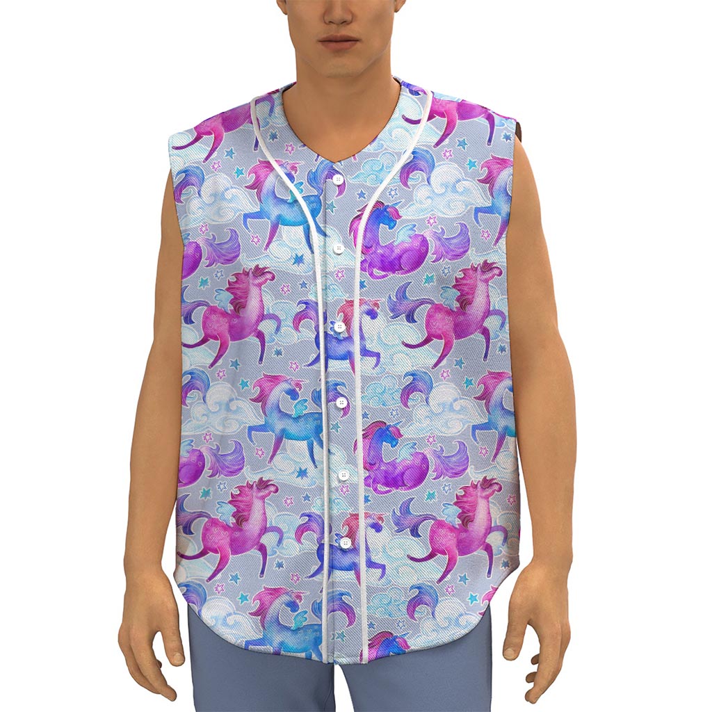 Unicorn Paradise Pattern Print Sleeveless Baseball Jersey