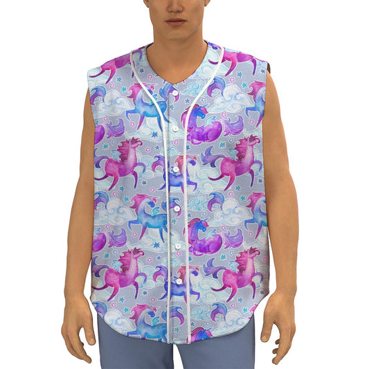 Unicorn Paradise Pattern Print Sleeveless Baseball Jersey
