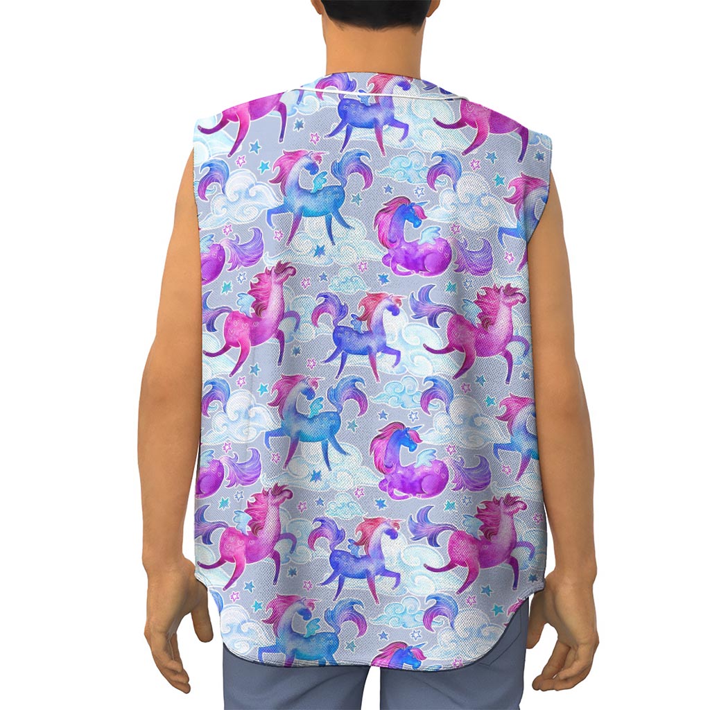 Unicorn Paradise Pattern Print Sleeveless Baseball Jersey