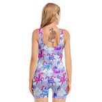 Unicorn Paradise Pattern Print Sleeveless One Piece Swimsuit