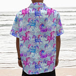 Unicorn Paradise Pattern Print Textured Short Sleeve Shirt