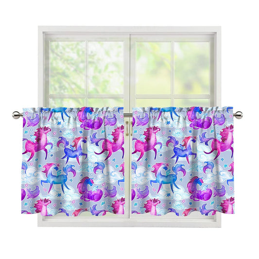Unicorn Paradise Pattern Print Tier Curtains