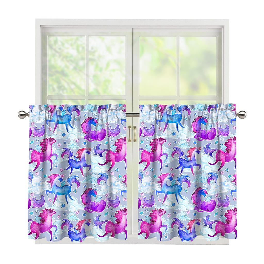 Unicorn Paradise Pattern Print Tier Curtains