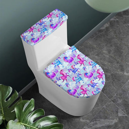Unicorn Paradise Pattern Print Toilet Lid And Tank Cover Set