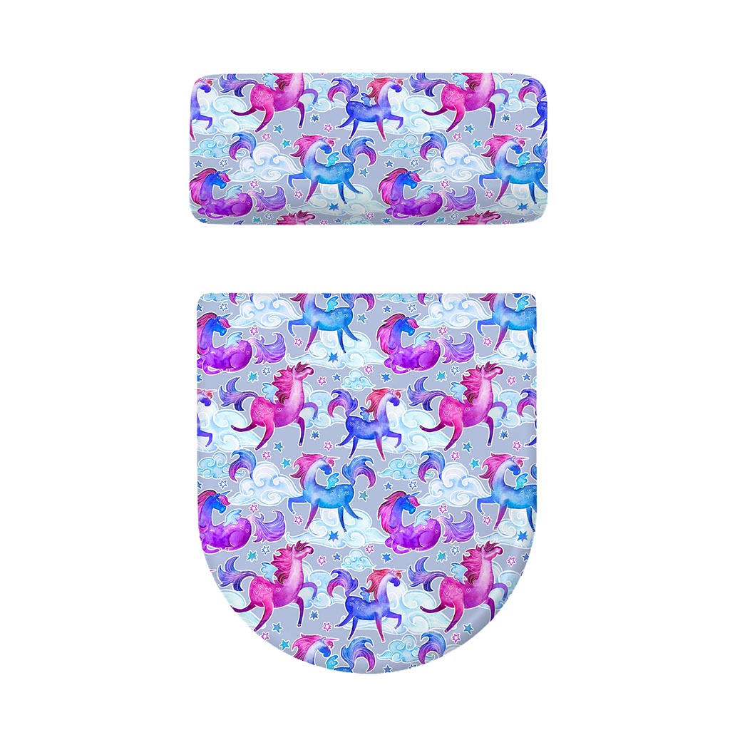 Unicorn Paradise Pattern Print Toilet Lid And Tank Cover Set