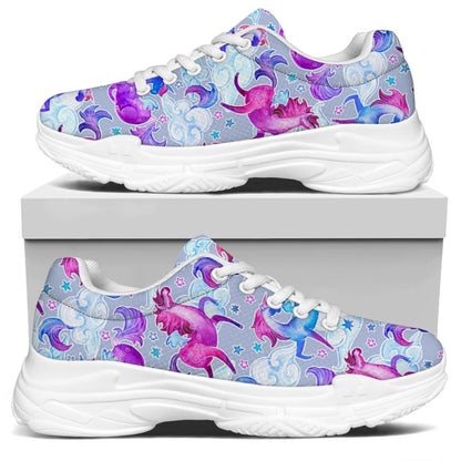 Unicorn Paradise Pattern Print White Chunky Shoes