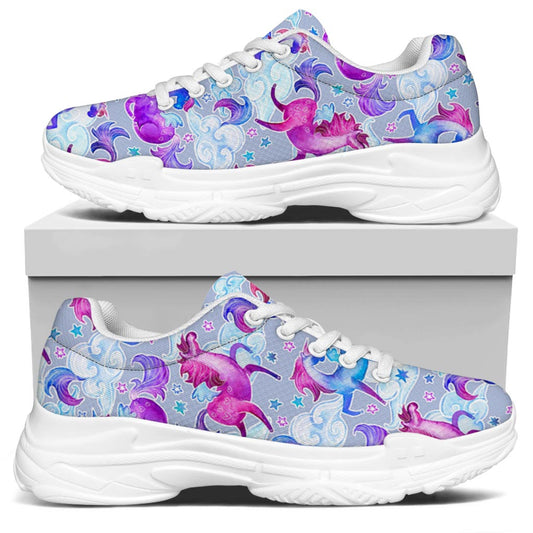 Unicorn Paradise Pattern Print White Chunky Shoes