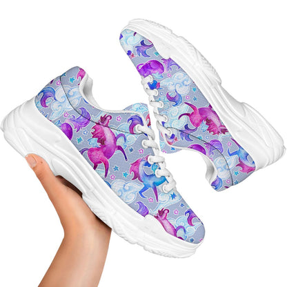 Unicorn Paradise Pattern Print White Chunky Shoes