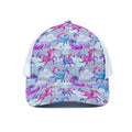 Unicorn Paradise Pattern Print White Mesh Trucker Hat