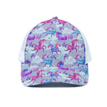 Unicorn Paradise Pattern Print White Mesh Trucker Cap