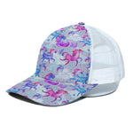 Unicorn Paradise Pattern Print White Mesh Trucker Cap