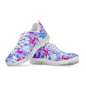 Unicorn Paradise Pattern Print White Running Shoes