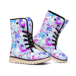 Unicorn Paradise Pattern Print Winter Boots