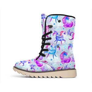 Unicorn Paradise Pattern Print Winter Boots