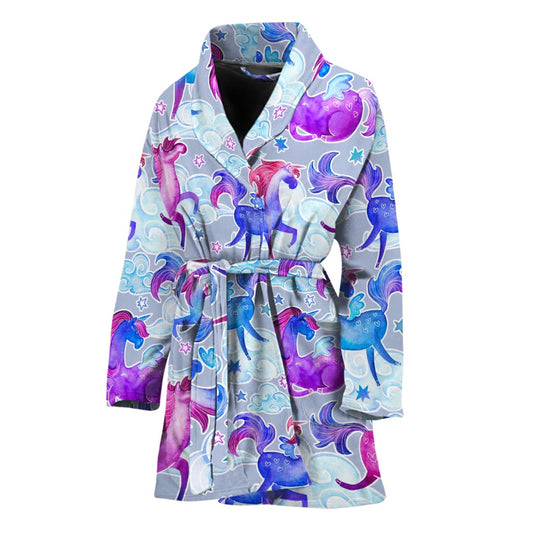 Unicorn Paradise Pattern Print Women's Bathrobe