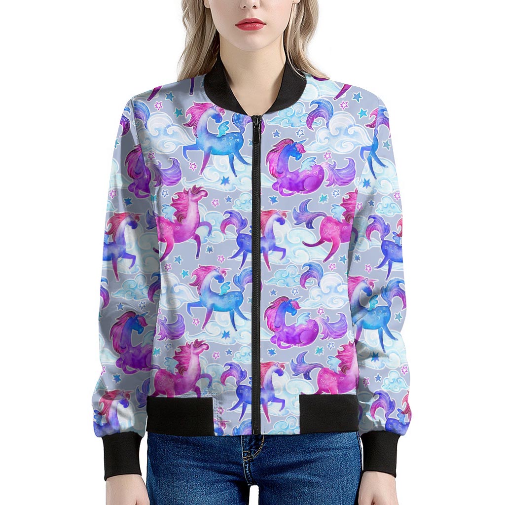 Unicorn Paradise Pattern Print Women's Bomber Jacket