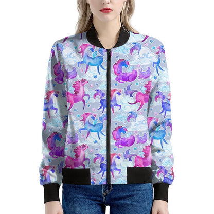 Unicorn Paradise Pattern Print Women's Bomber Jacket