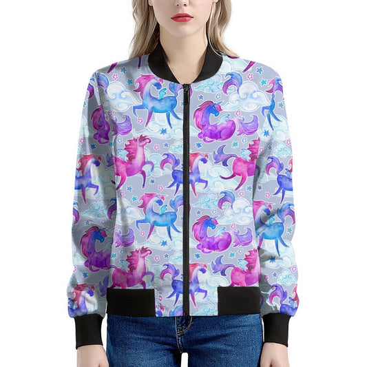 Unicorn Paradise Pattern Print Women's Bomber Jacket