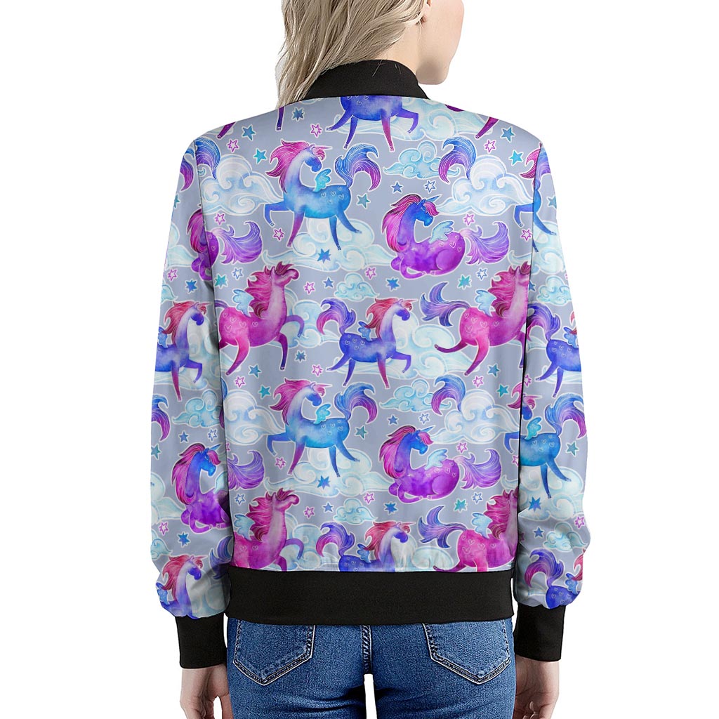 Unicorn Paradise Pattern Print Women's Bomber Jacket