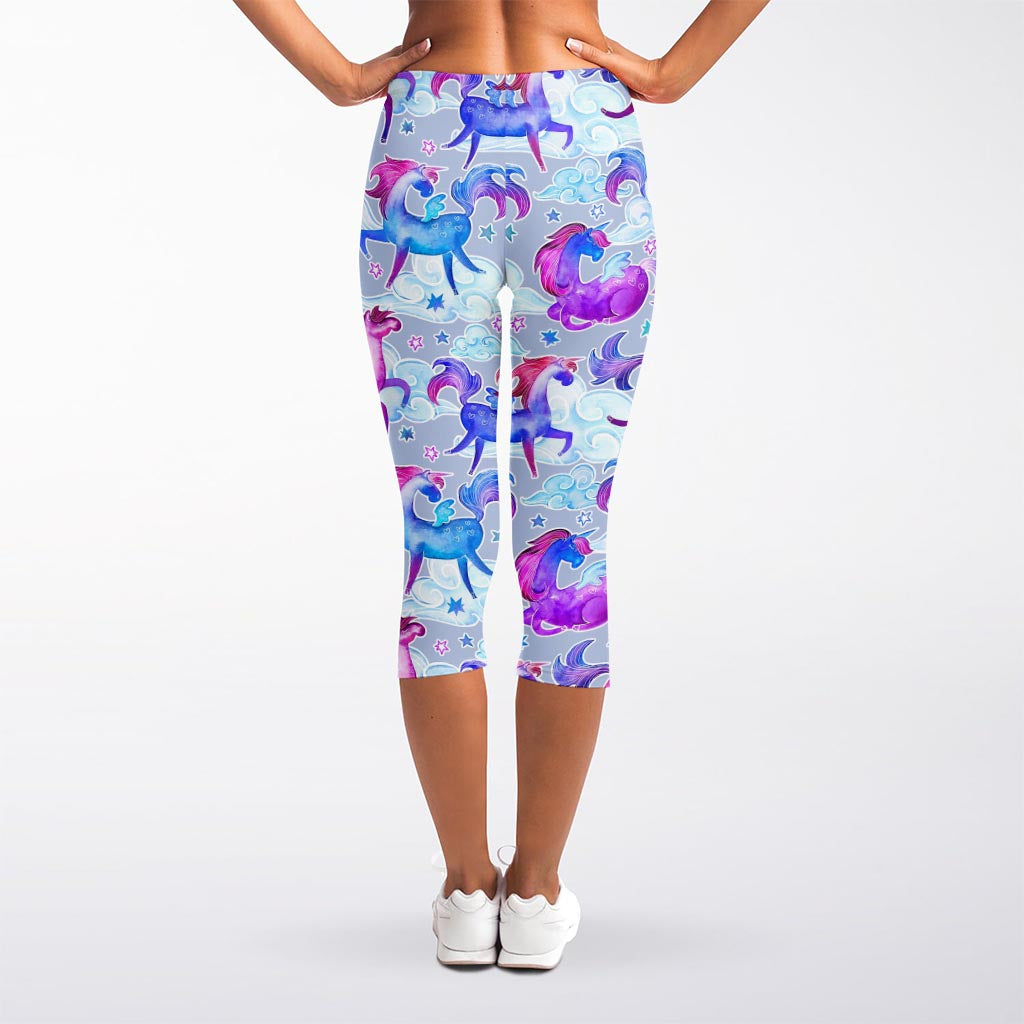 Unicorn Paradise Pattern Print Women's Capri Leggings