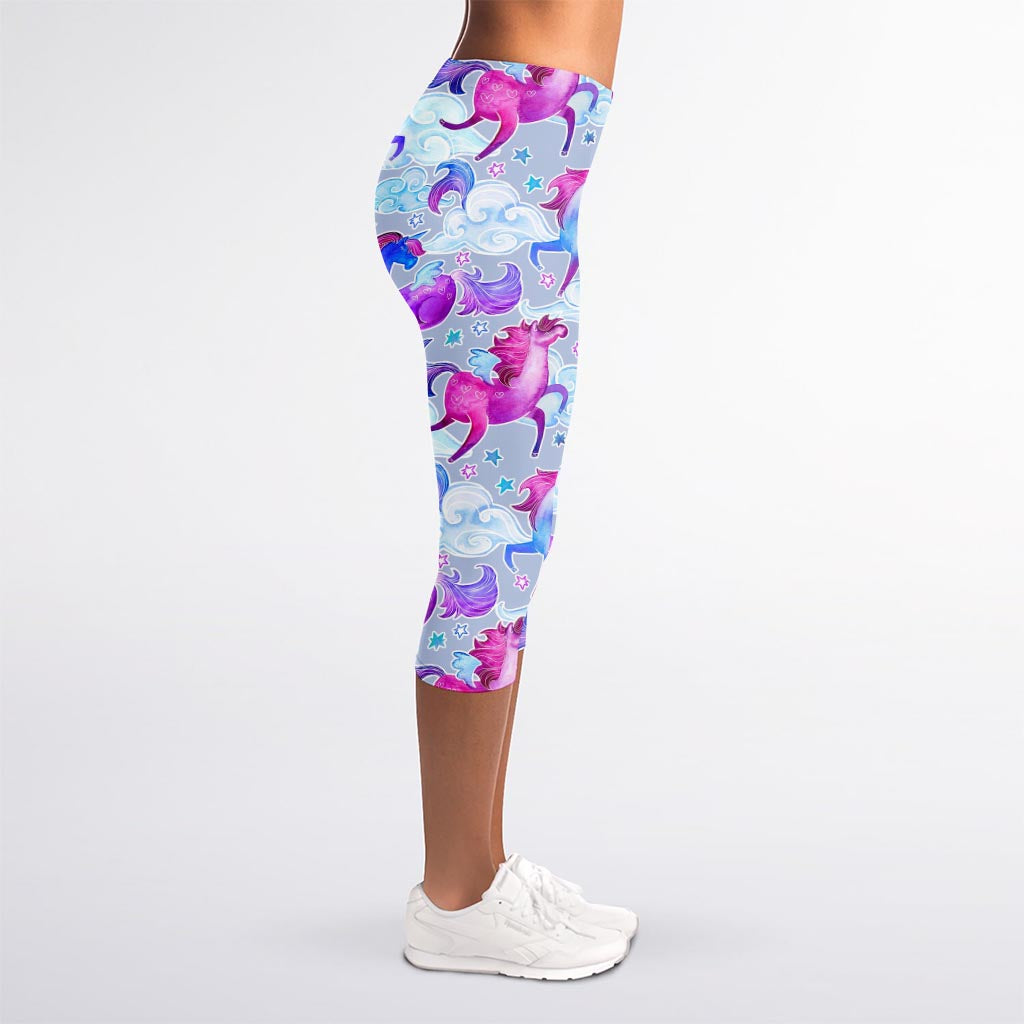 Unicorn Paradise Pattern Print Women's Capri Leggings