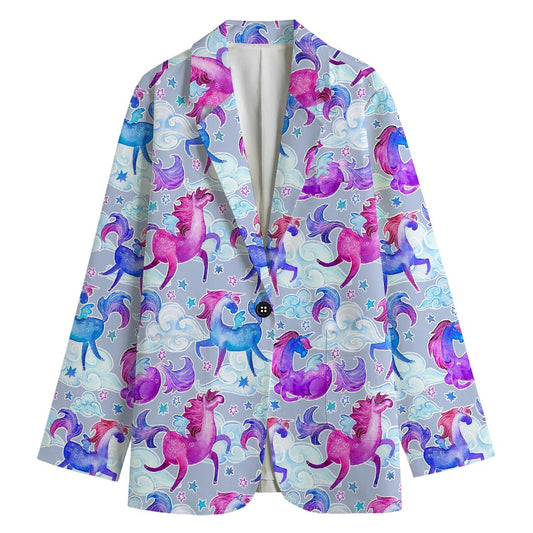Unicorn Paradise Pattern Print Women's Cotton Blazer
