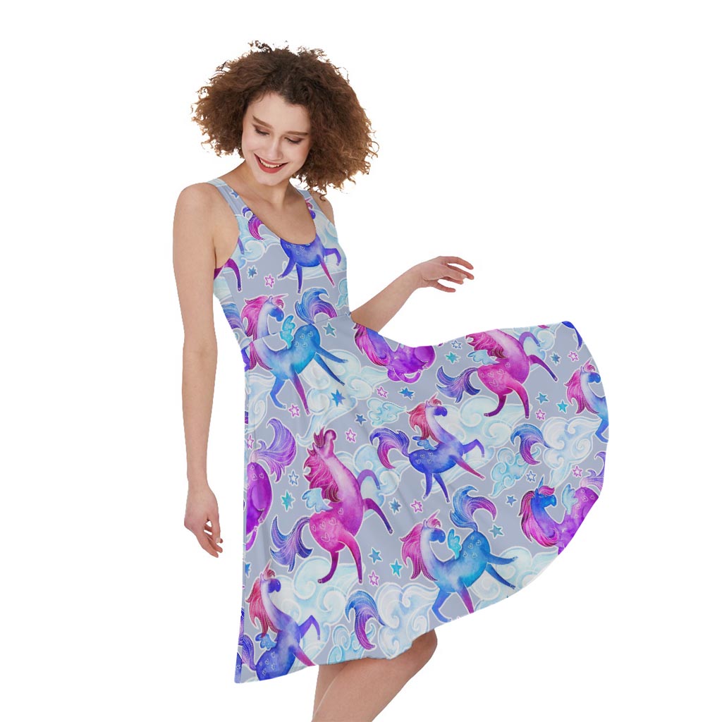 Unicorn Paradise Pattern Print Women's Sleeveless Dress