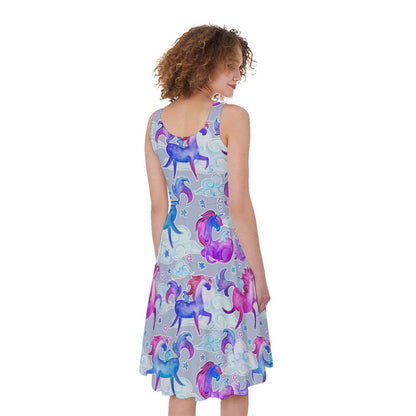 Unicorn Paradise Pattern Print Women's Sleeveless Dress