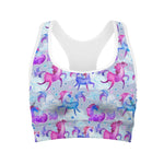 Unicorn Paradise Pattern Print Women's Sports Bra