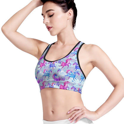 Unicorn Paradise Pattern Print Women's Sports Bra