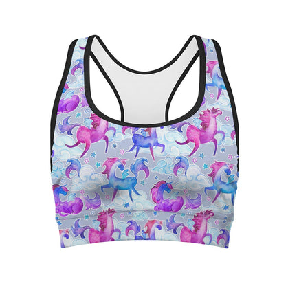 Unicorn Paradise Pattern Print Women's Sports Bra