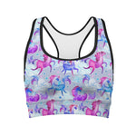 Unicorn Paradise Pattern Print Women's Sports Bra