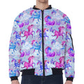 Unicorn Paradise Pattern Print Zip Sleeve Bomber Jacket