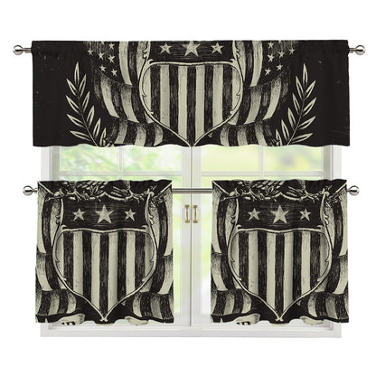 United We Stand American Flag Print 3 Piece Kitchen Curtains