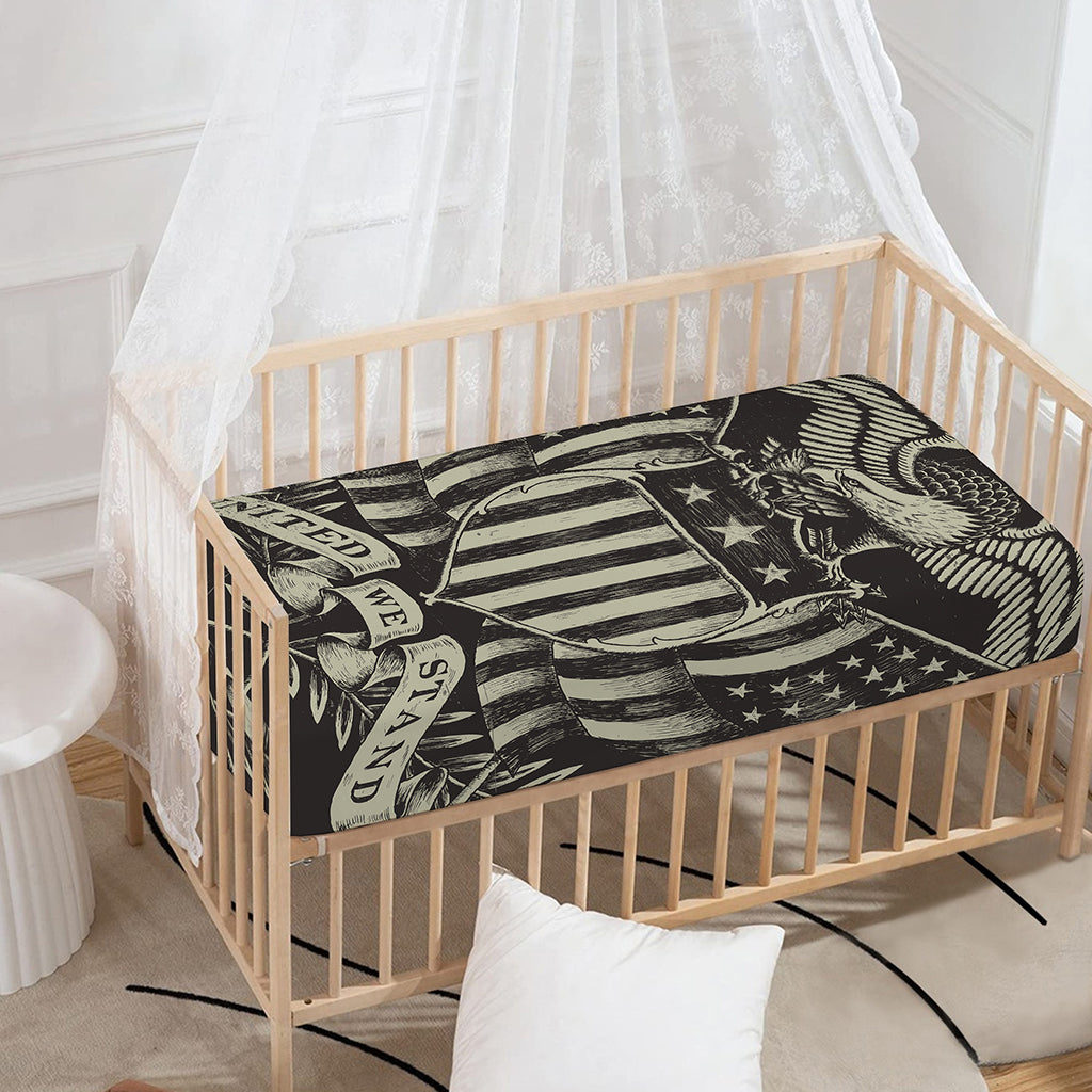 United We Stand American Flag Print Baby Crib Sheet