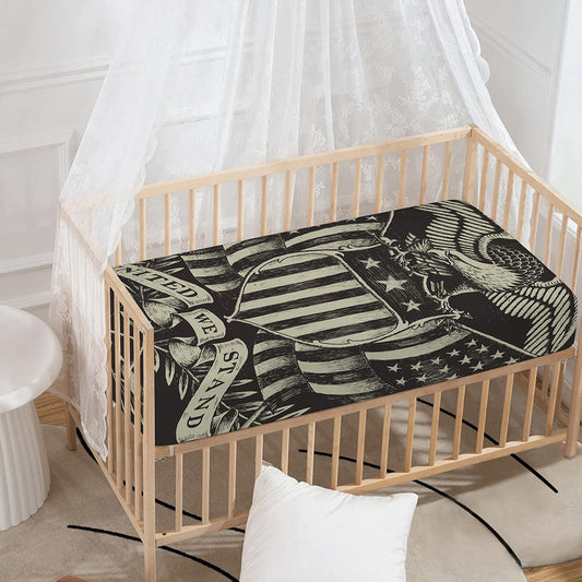 United We Stand American Flag Print Baby Crib Sheet