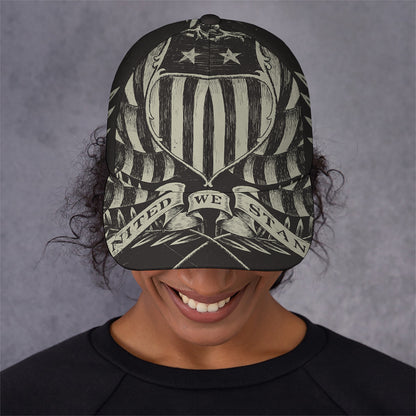 United We Stand American Flag Print Baseball Cap