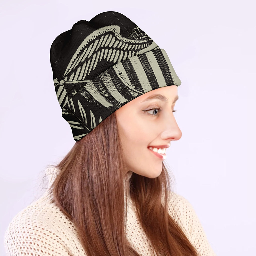 United We Stand American Flag Print Beanie