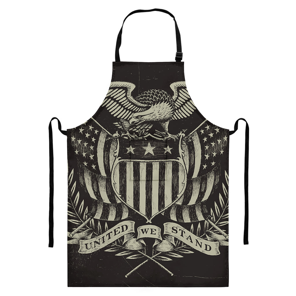 United We Stand American Flag Print Bib Apron With Pocket